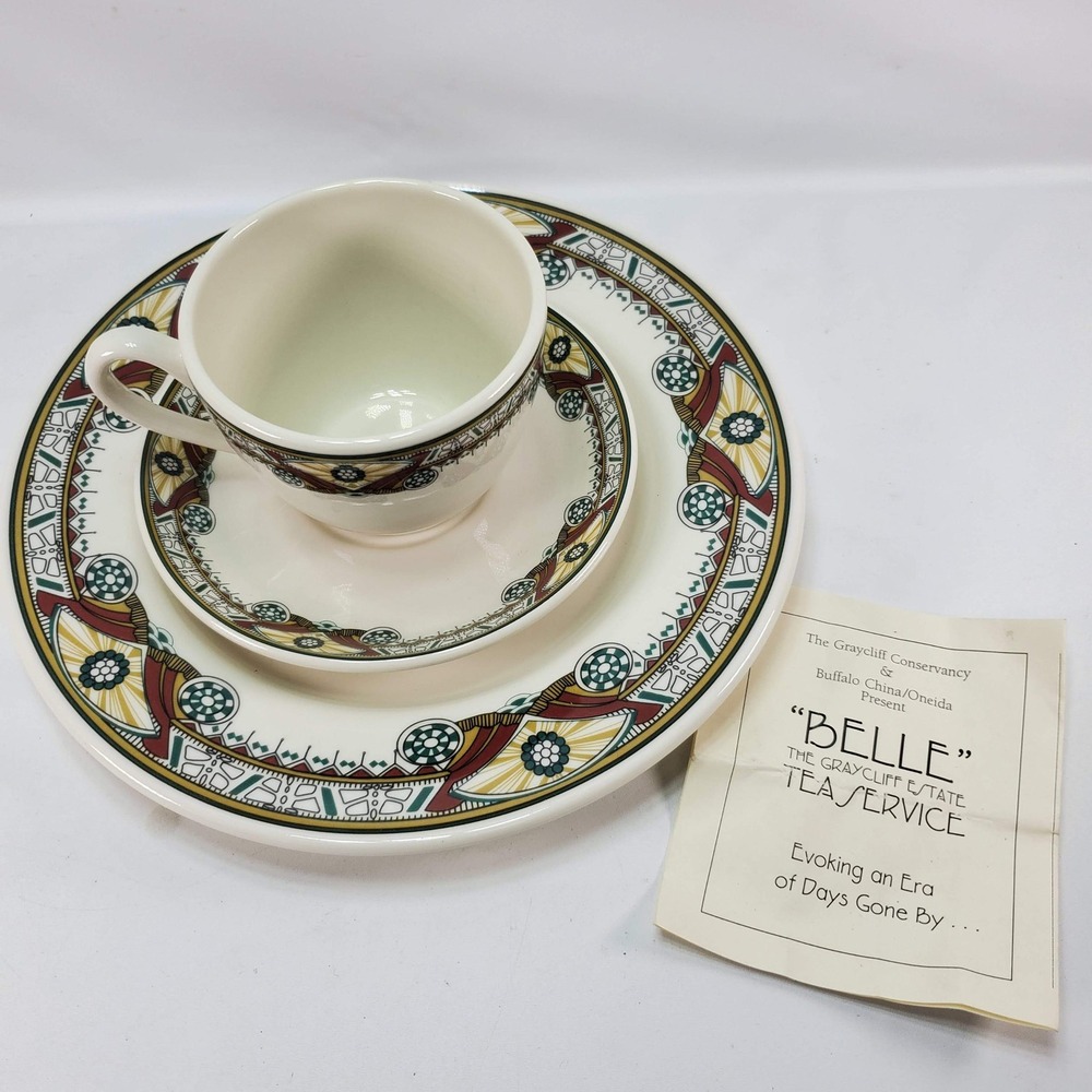 Buffalo China Graycliff Estate Belle Tea Service Trio Frank Lloyd Wright Style